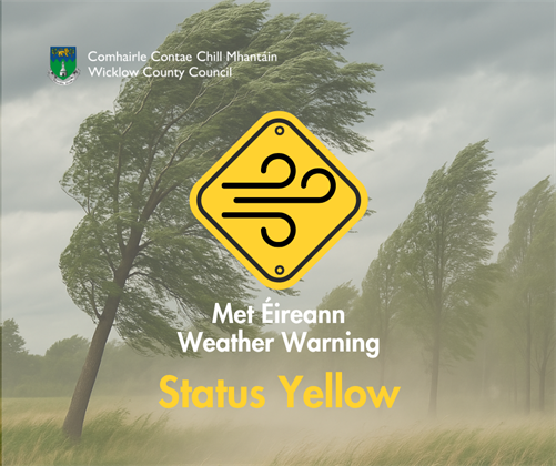 Status Yellow - Wind warning for Wicklow - Valid: 10:00 Sunday 23/11/2025 to 17:00 Sunday 23/11/2025